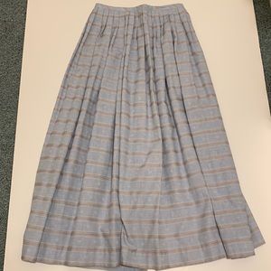 Cullinane skirt. Size 10. Light blue and multicolored stripes. Midi length.